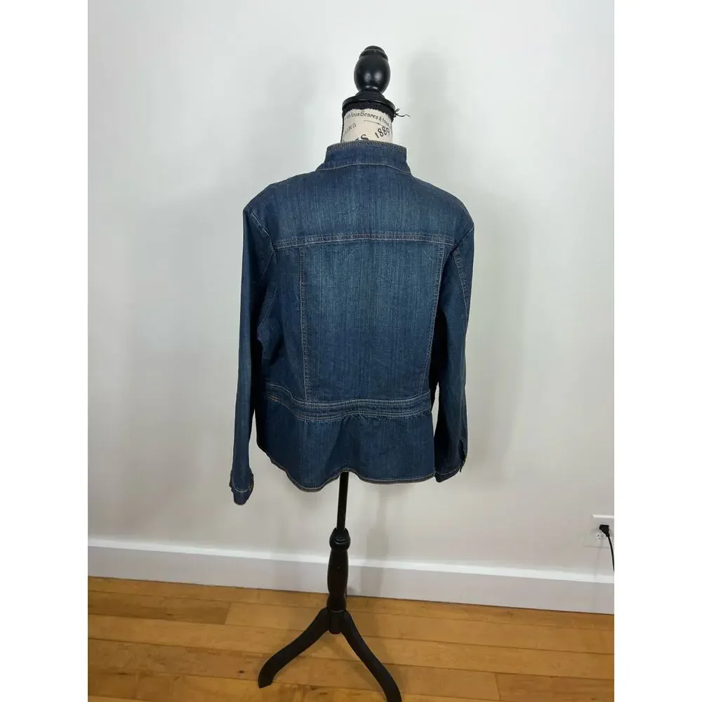 ana plus size button up jean jacket - Picture 2 of 9